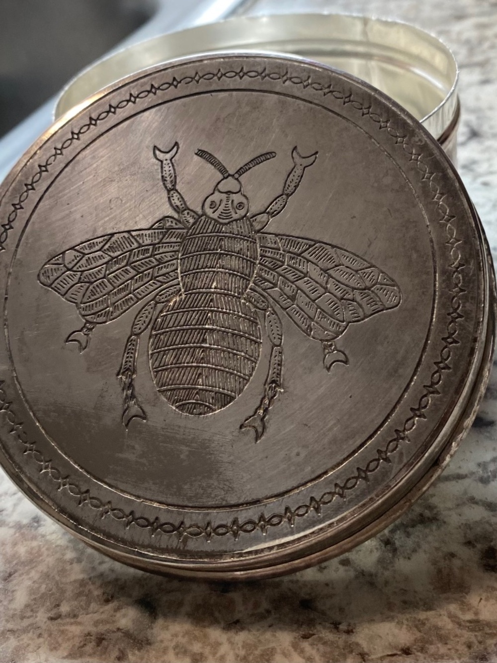 Silver Plated Trinket Box with Bug